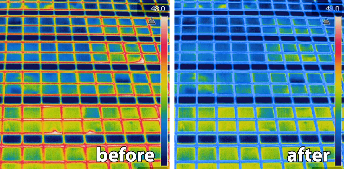 Thermal image before/after